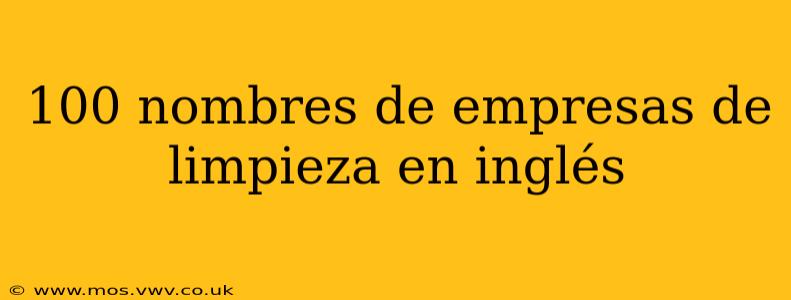 100 nombres de empresas de limpieza en inglés