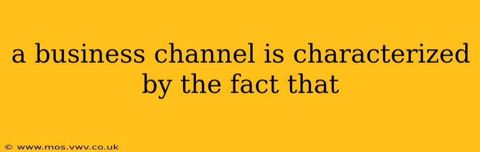 a business channel is characterized by the fact that