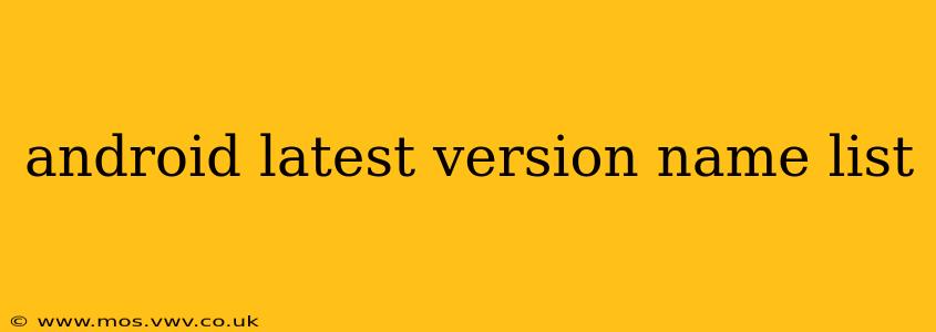 android latest version name list
