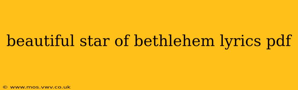 beautiful star of bethlehem lyrics pdf