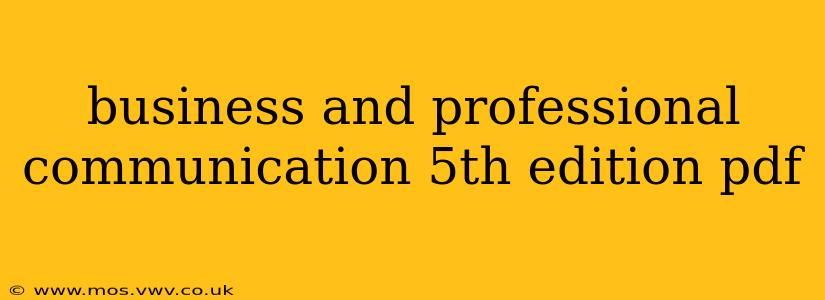 business and professional communication 5th edition pdf