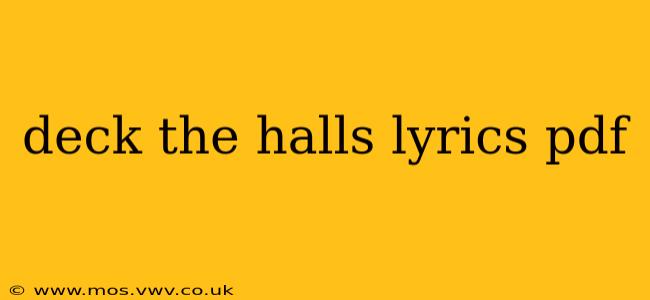 deck the halls lyrics pdf