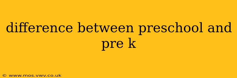 difference between preschool and pre k