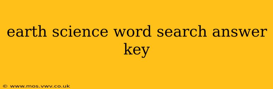 earth science word search answer key