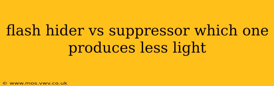 flash hider vs suppressor which one produces less light