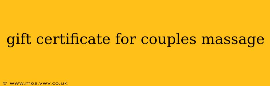 gift certificate for couples massage