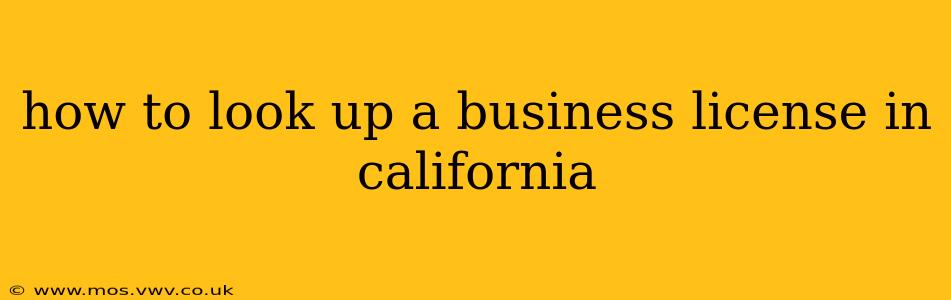 how to look up a business license in california