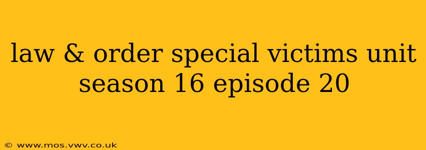 law & order special victims unit season 16 episode 20