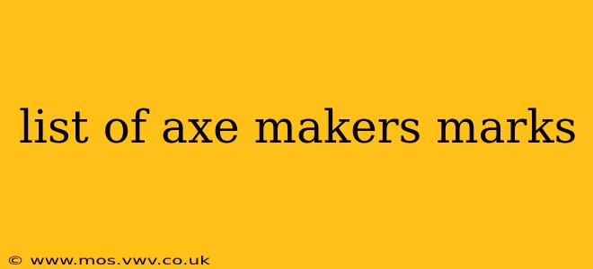 list of axe makers marks