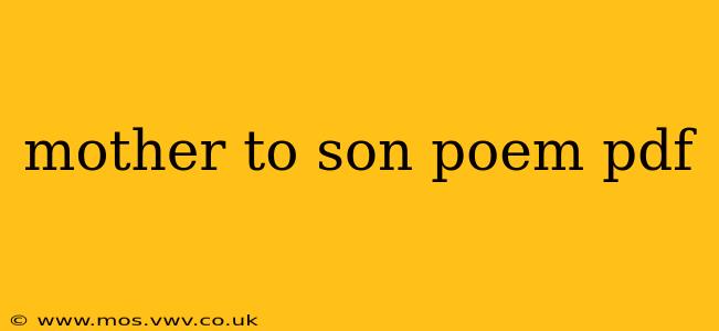 mother to son poem pdf