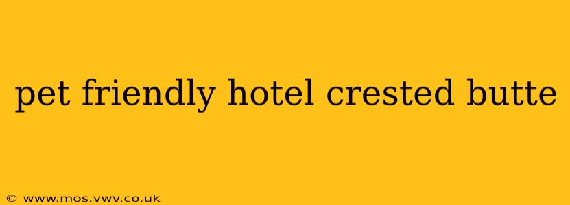 pet friendly hotel crested butte