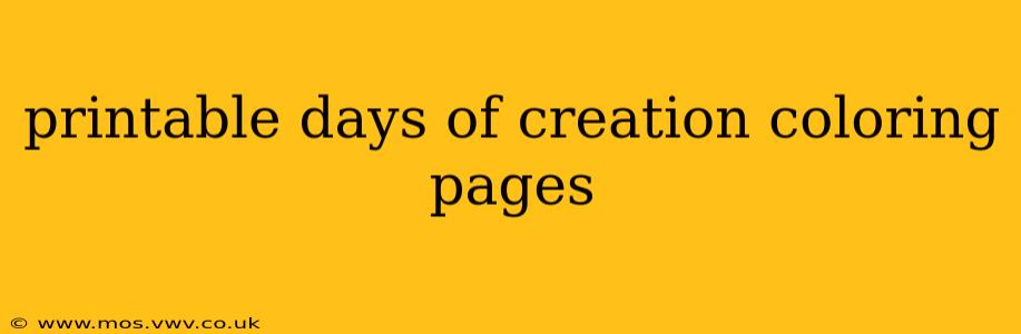 printable days of creation coloring pages