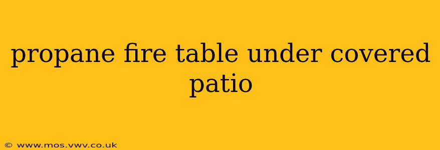 propane fire table under covered patio