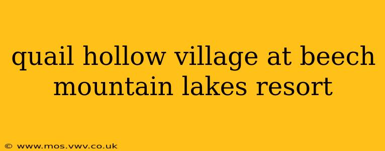quail hollow village at beech mountain lakes resort