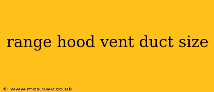 range hood vent duct size