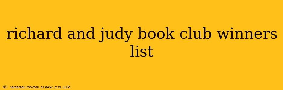 richard and judy book club winners list