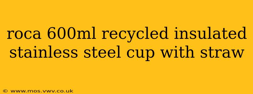 roca 600ml recycled insulated stainless steel cup with straw