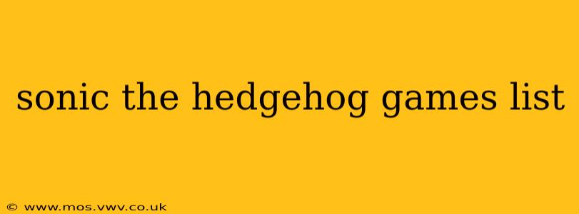 sonic the hedgehog games list