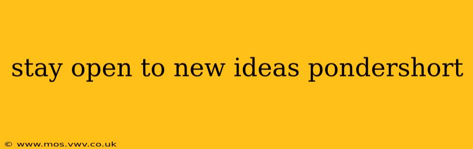 stay open to new ideas pondershort