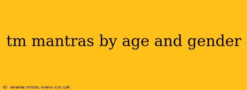 tm mantras by age and gender