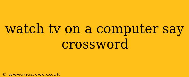 watch tv on a computer say crossword