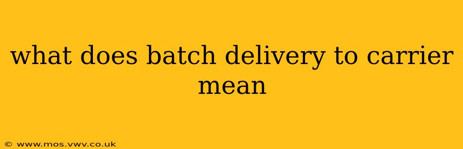 what does batch delivery to carrier mean