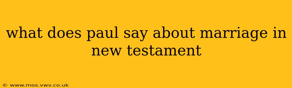 what does paul say about marriage in new testament