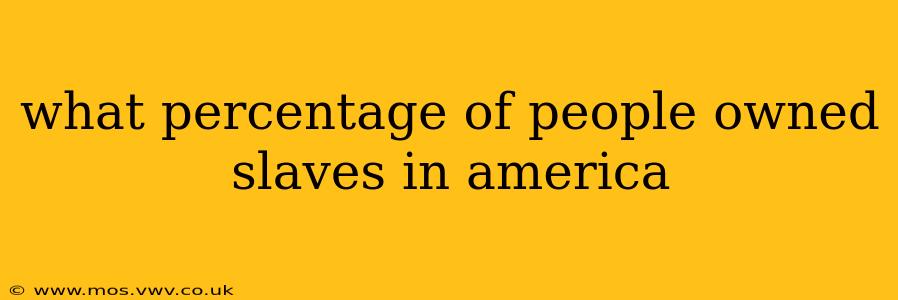 what percentage of people owned slaves in america