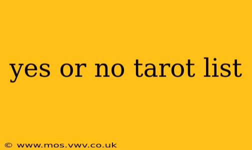 yes or no tarot list
